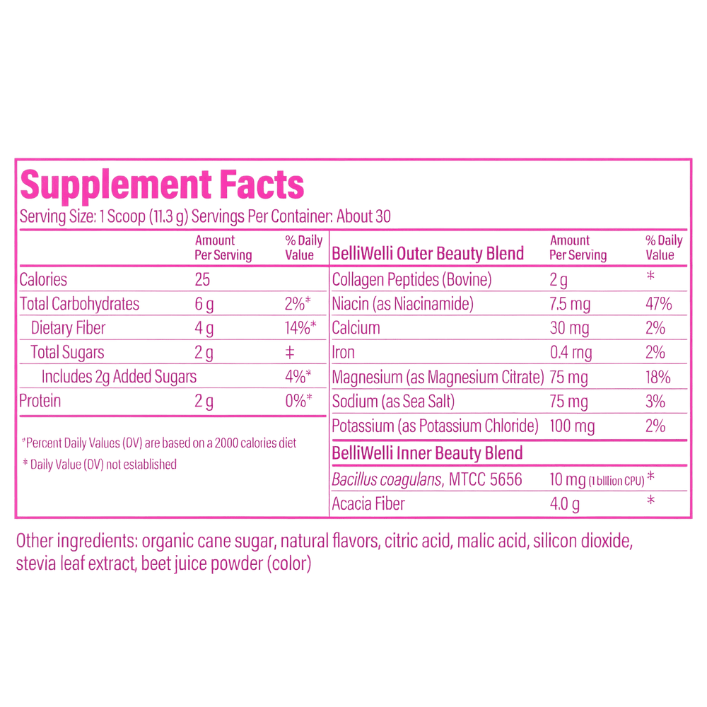 Strawberry Lemonade Fiber Powder nutrition facts